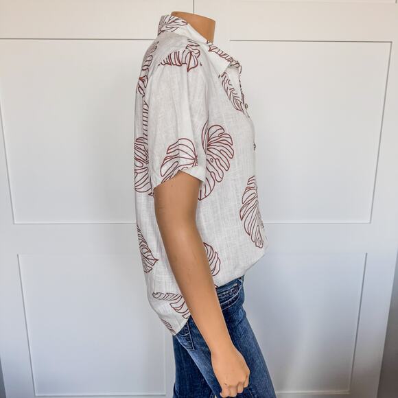 NWT-Miami of Francesca’s, Gena Palm Print Button Down Top, Women’s Size Medium - Picture 4 of 10